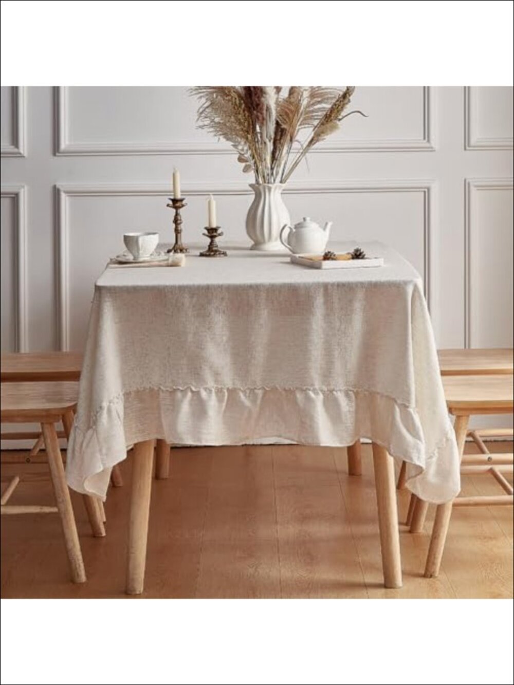 Linen Tablecloth 60x102 Ruffled Ruffle Dining Decor